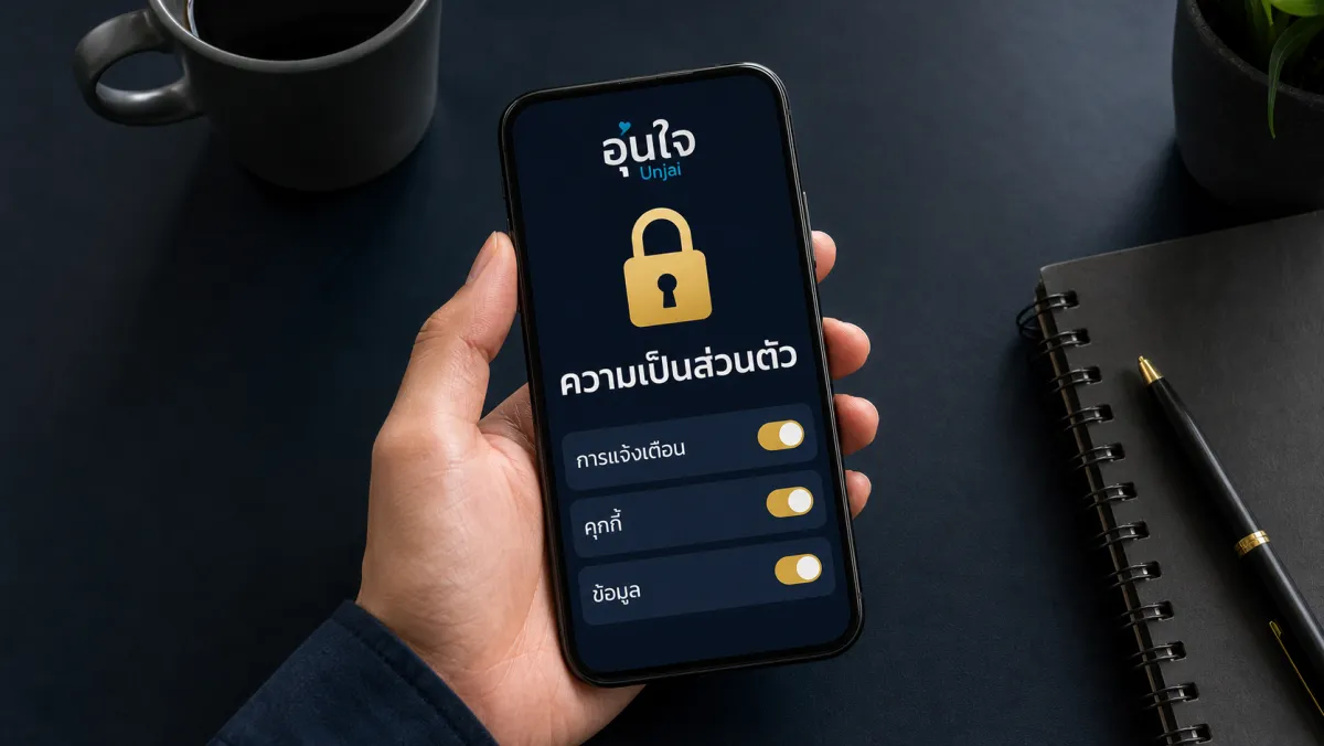 หน้าจอตั้งค่าความเป็นส่วนตัวและคุกกี้อุ่นใจบนมือถือ